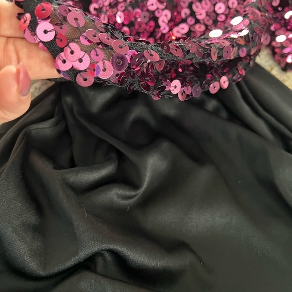 Nwt Scala Plum Pink Sequins Mesh Stretchy Bodycon Dress Size 4 - Picture 12 of 17